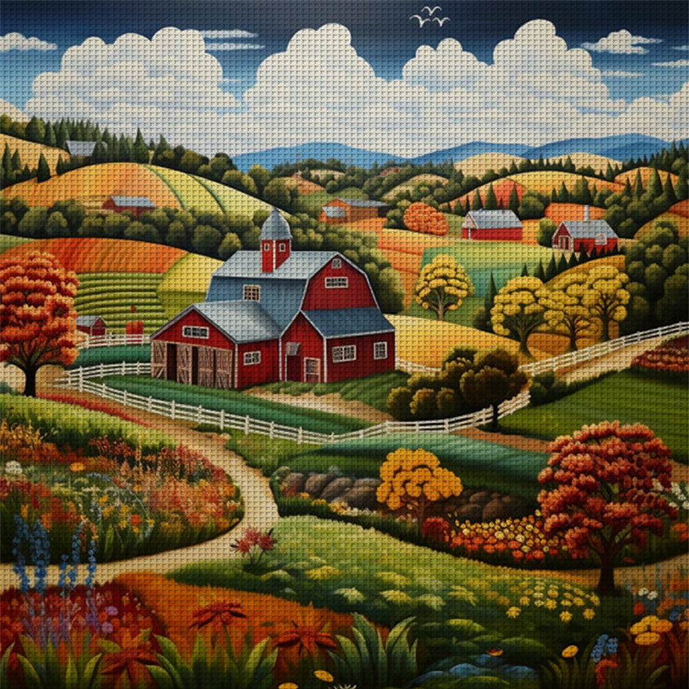 Farm - 14CT Stamped Cross Stitch 50*50CM