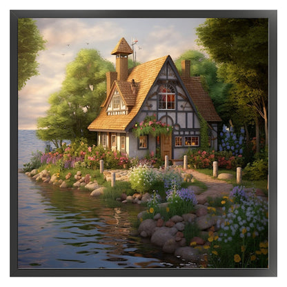 Waterside Cottage - 14CT Stamped Cross Stitch 50*50CM