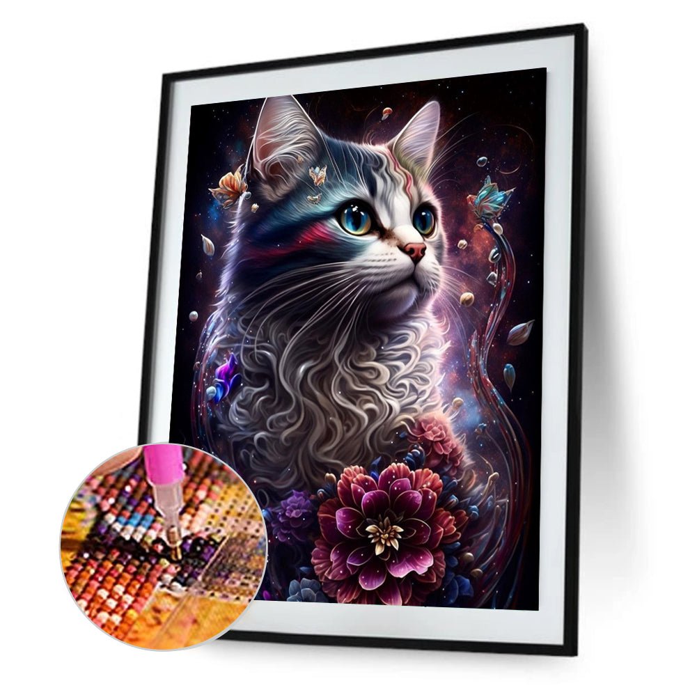 Cat - Full Round Drill Diamond Painting 30*40CM