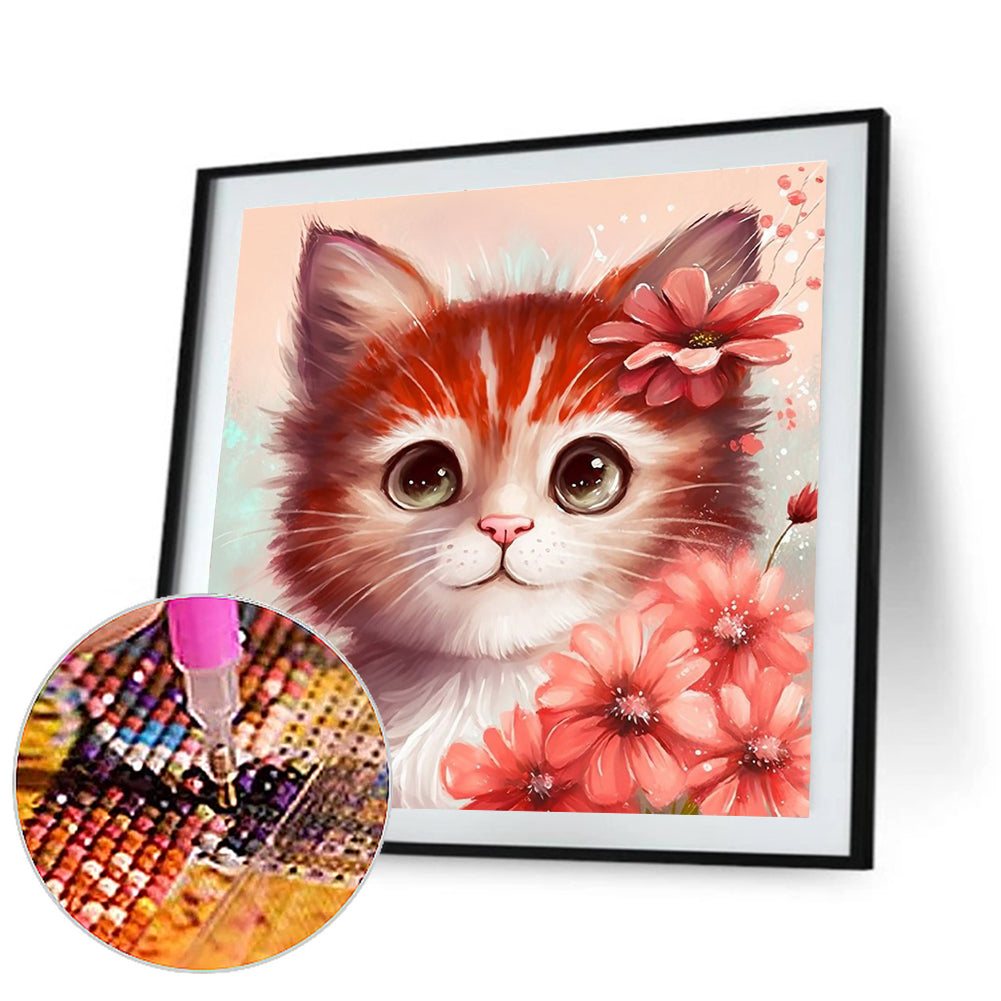 Orange Cat - Full Round Drill Diamond Painting 30*30CM