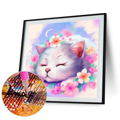 Cat In Dream - Full Round Drill Diamond Painting 30*30CM