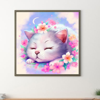 Cat In Dream - Full Round Drill Diamond Painting 30*30CM