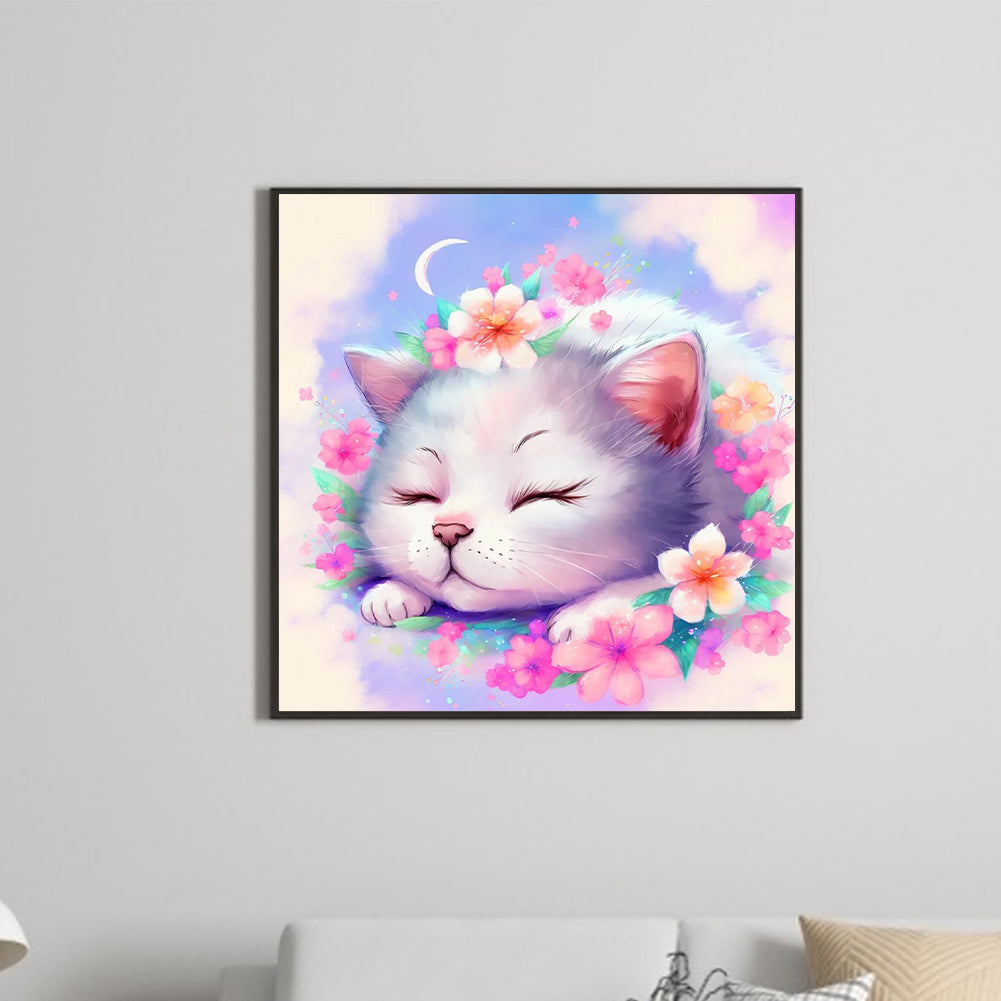 Cat In Dream - Full Round Drill Diamond Painting 30*30CM