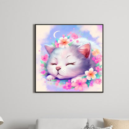 Cat In Dream - Full Round Drill Diamond Painting 30*30CM