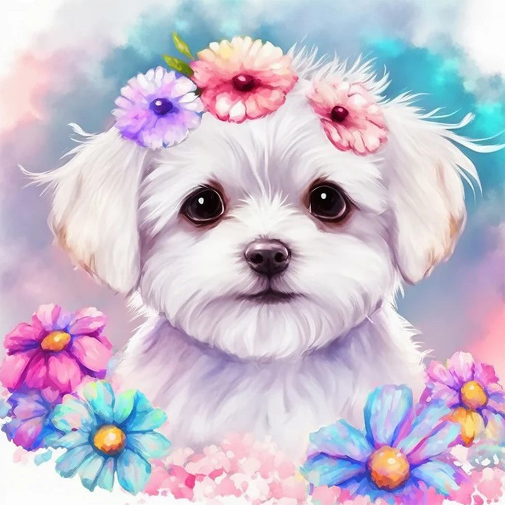 Maltese Dog - Full Round Drill Diamond Painting 30*30CM