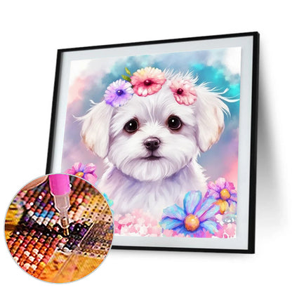 Maltese Dog - Full Round Drill Diamond Painting 30*30CM