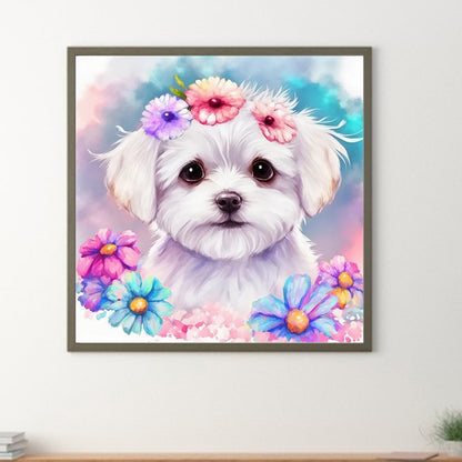 Maltese Dog - Full Round Drill Diamond Painting 30*30CM