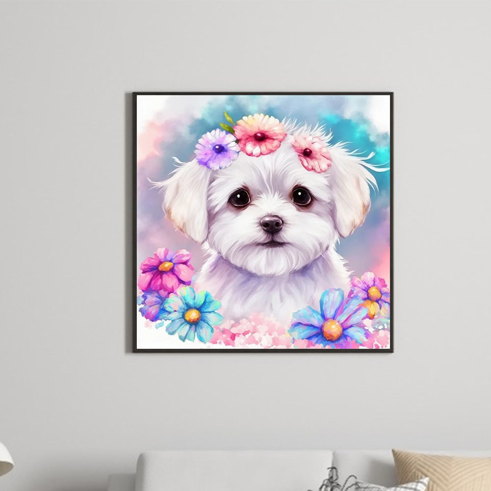 Maltese Dog - Full Round Drill Diamond Painting 30*30CM