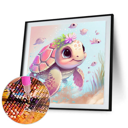 Pink Sea Turtle - Full Round Drill Diamond Painting 30*30CM