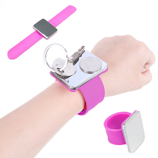 Magnetic Pin Cushion Holder with Wristband Pin Cushion Holder Wrist Band (Pink)