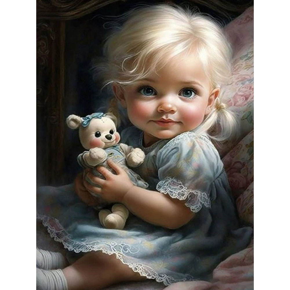 Big Eyed Girl - Full Round Drill Diamond Painting 30*40CM