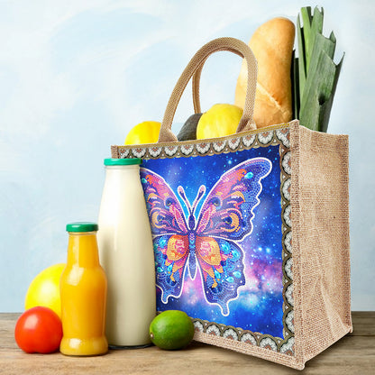 Linen Diamond Painting Tote Bag Replaceable Canvas for Women Adults (Butterfly)