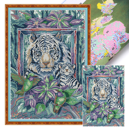 Tiger Mother And Son - 11CT Stamped Cross Stitch 46*64CM(Joy Sunday)