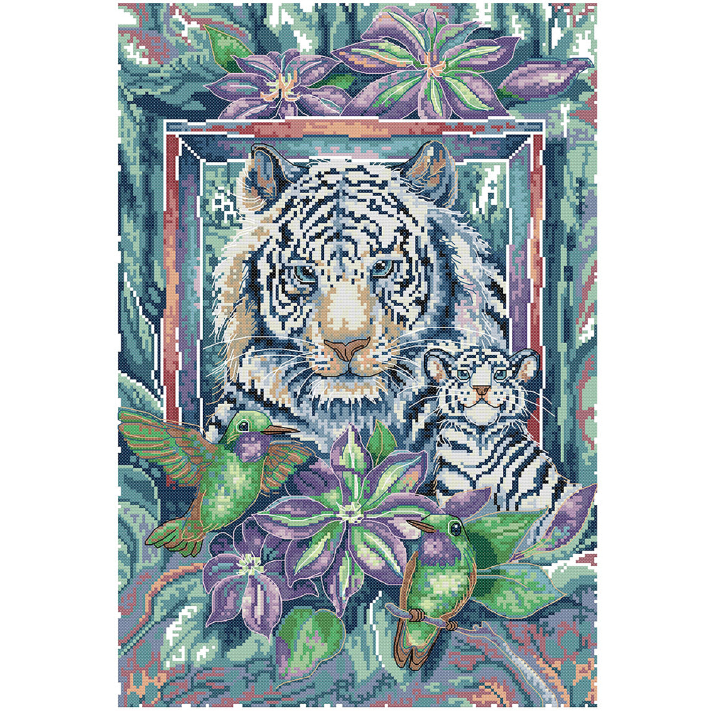 Tiger Mother And Son - 11CT Stamped Cross Stitch 46*64CM(Joy Sunday)