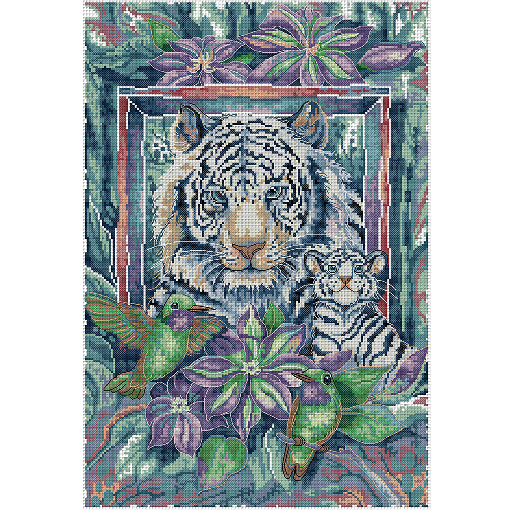 Tiger Mother And Son - 11CT Stamped Cross Stitch 46*64CM(Joy Sunday)