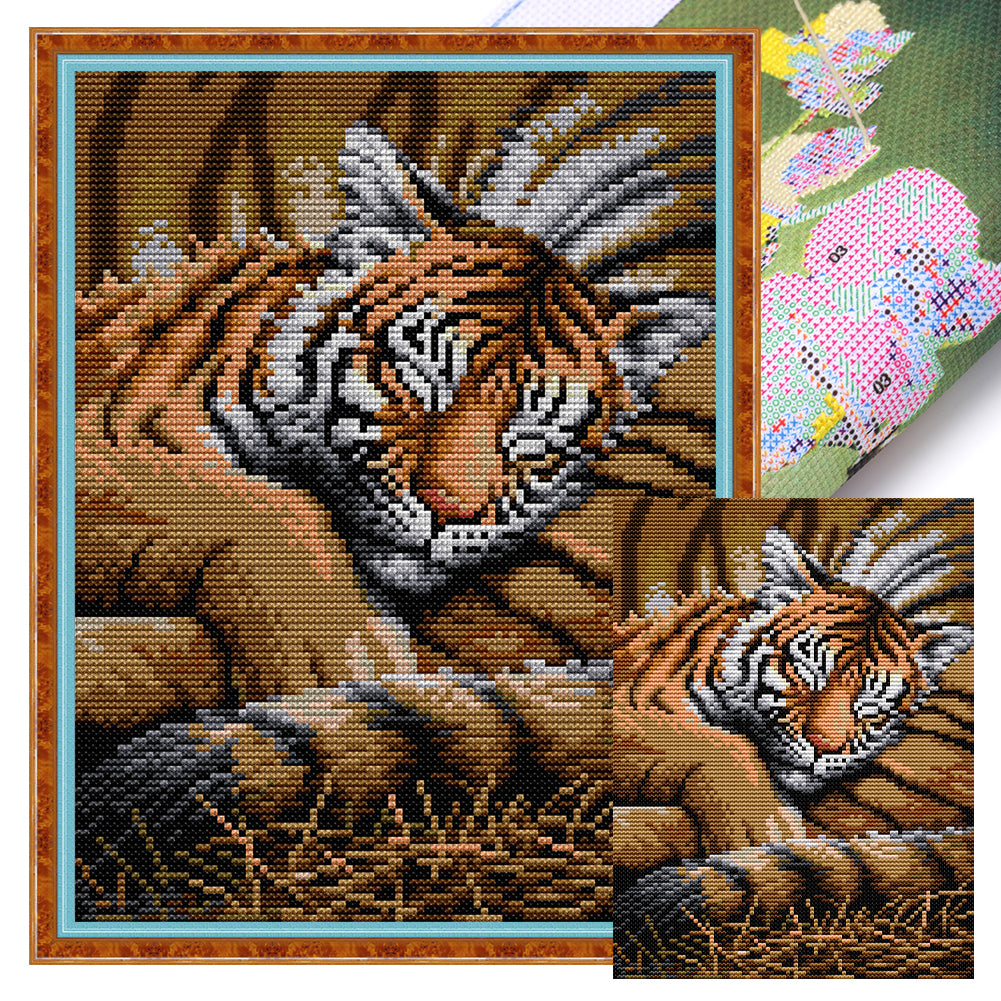 Tiger Cub - 11CT Stamped Cross Stitch 27*37CM(Joy Sunday)