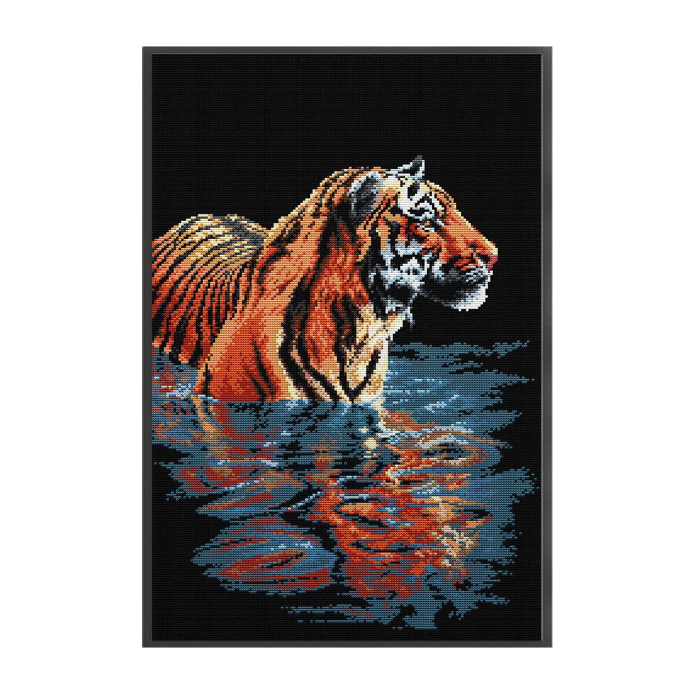 Three Tigers In The Water - 11CT Stamped Cross Stitch 46*70CM(Joy Sunday)