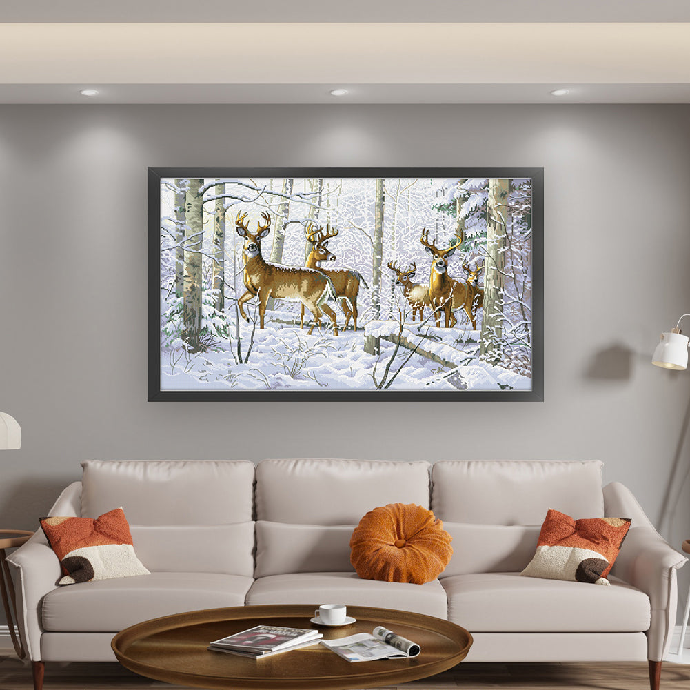 Snow Deer - 11CT Stamped Cross Stitch 85*51CM