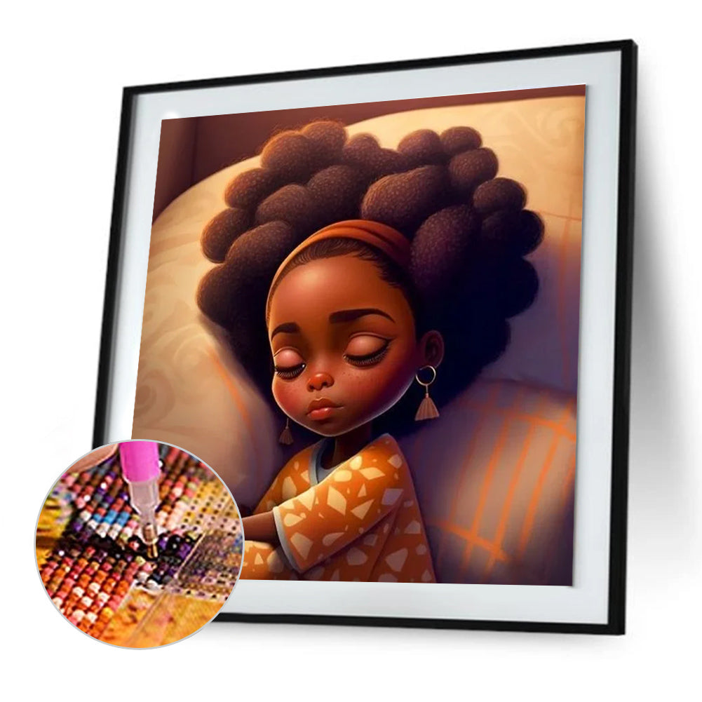 Black Girl - Full Round Drill Diamond Painting 30*30CM