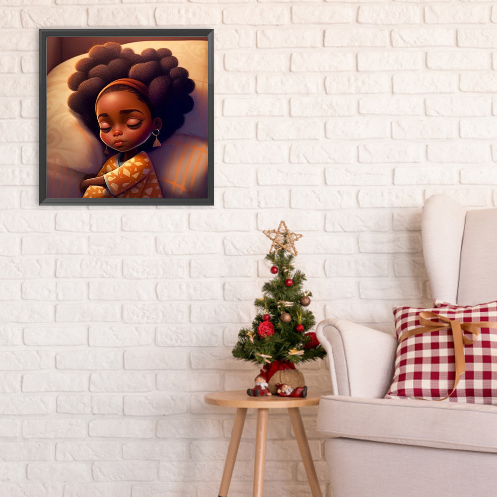 Black Girl - Full Round Drill Diamond Painting 30*30CM