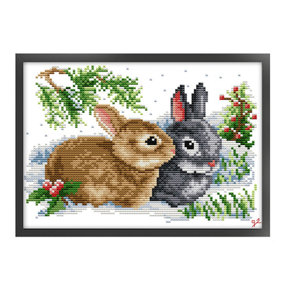 Lucky Rabbit - 11CT Stamped Cross Stitch 33*24CM(Joy Sunday)