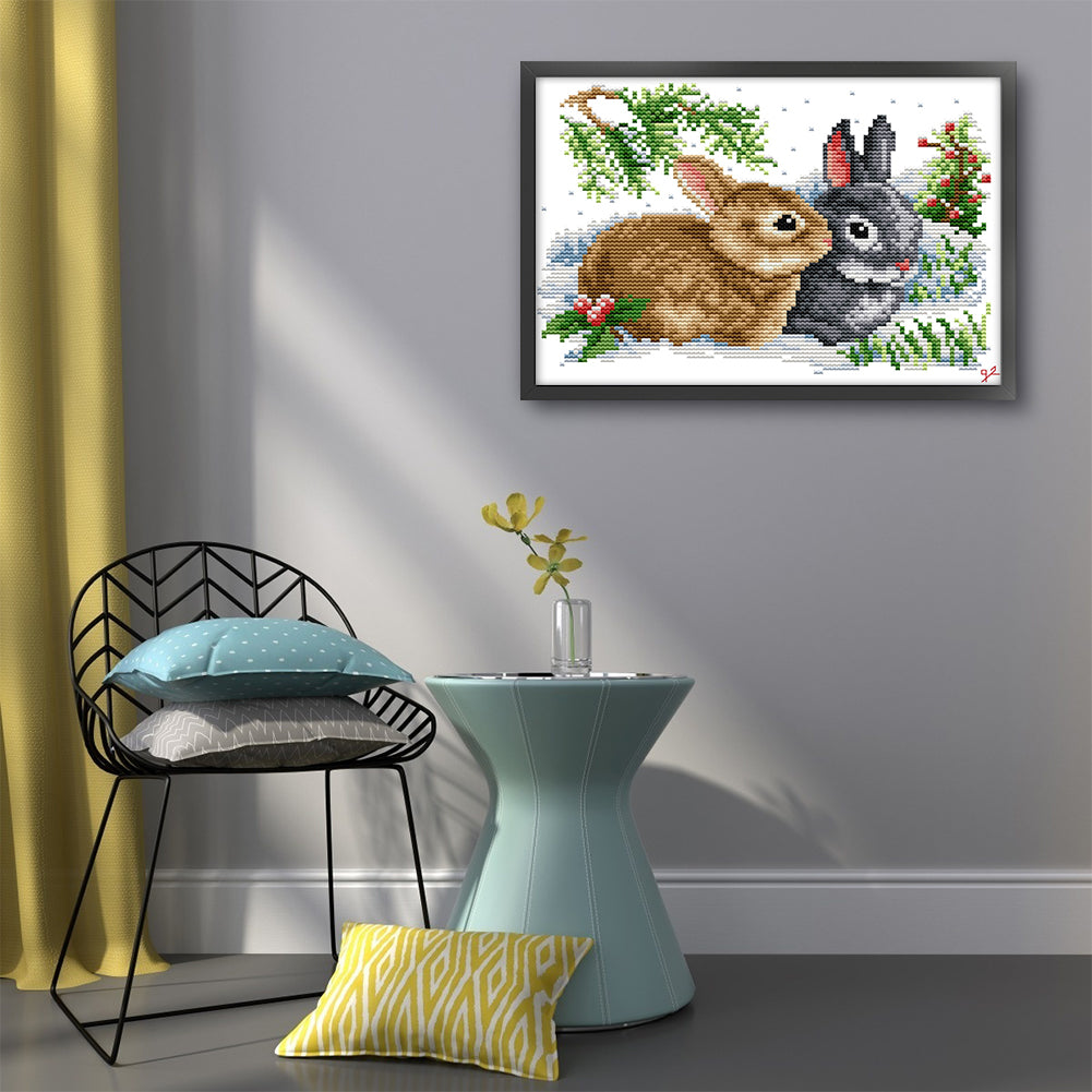 Lucky Rabbit - 11CT Stamped Cross Stitch 33*24CM(Joy Sunday)