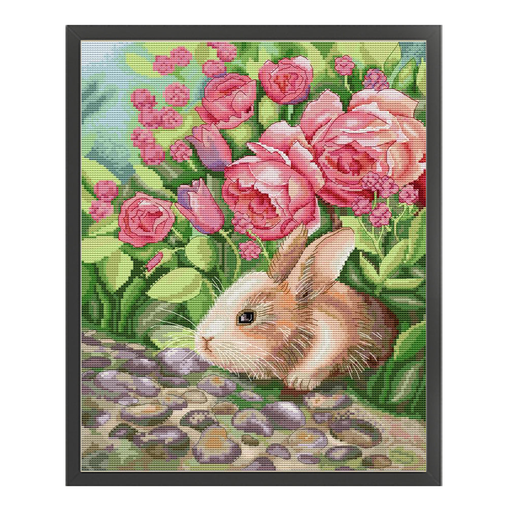 Smelling Rabbit - 11CT Stamped Cross Stitch 42*52CM(Joy Sunday)