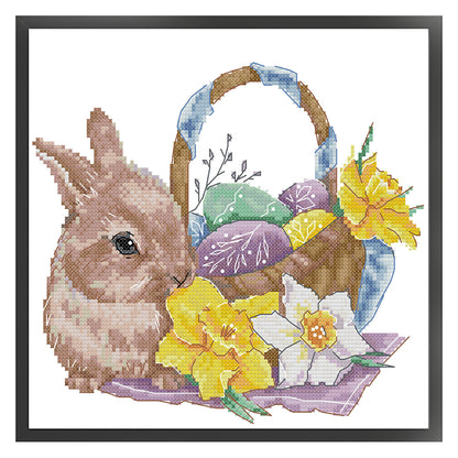 Bunny And Easter Egg - 11CT Stamped Cross Stitch 35*34CM(Joy Sunday)