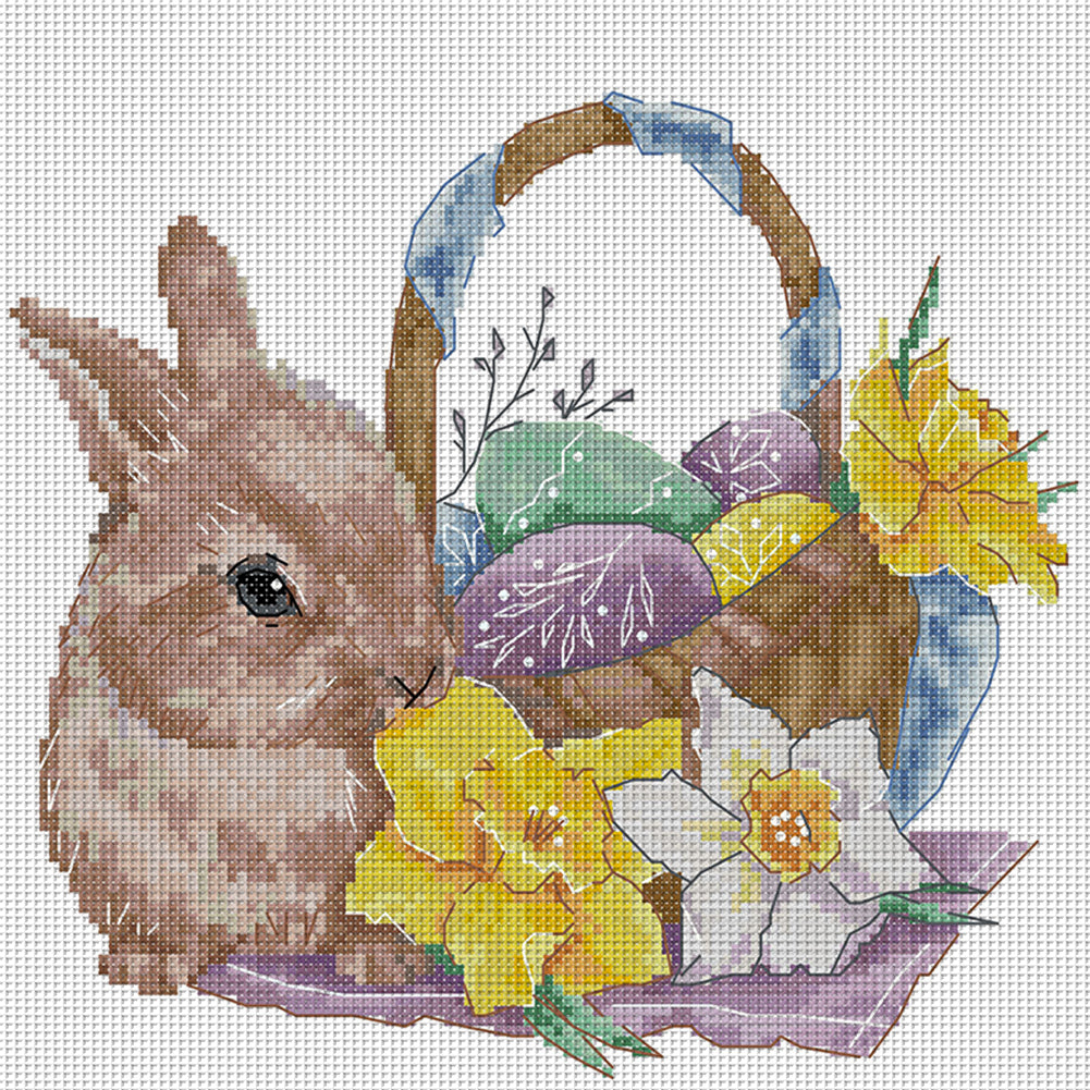 Bunny And Easter Egg - 11CT Stamped Cross Stitch 35*34CM(Joy Sunday)