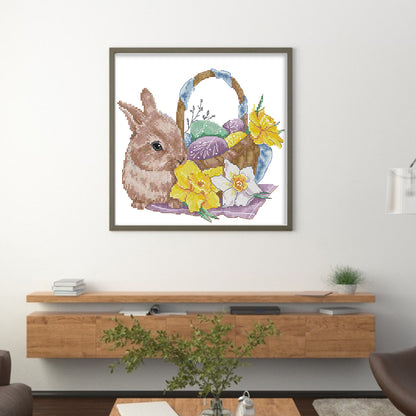 Bunny And Easter Egg - 11CT Stamped Cross Stitch 35*34CM(Joy Sunday)