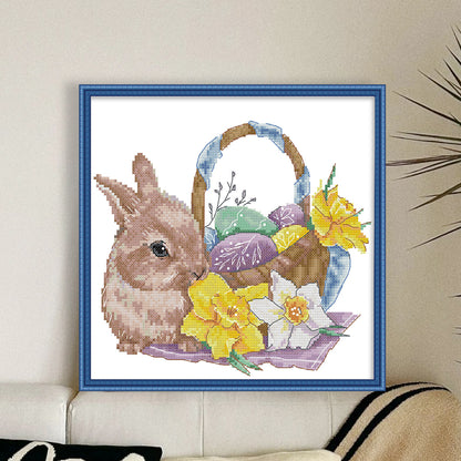 Bunny And Easter Egg - 11CT Stamped Cross Stitch 35*34CM(Joy Sunday)