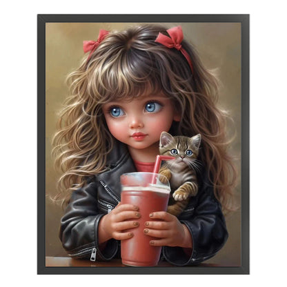 Curly Hair Girl - 11CT Stamped Cross Stitch 40*50CM