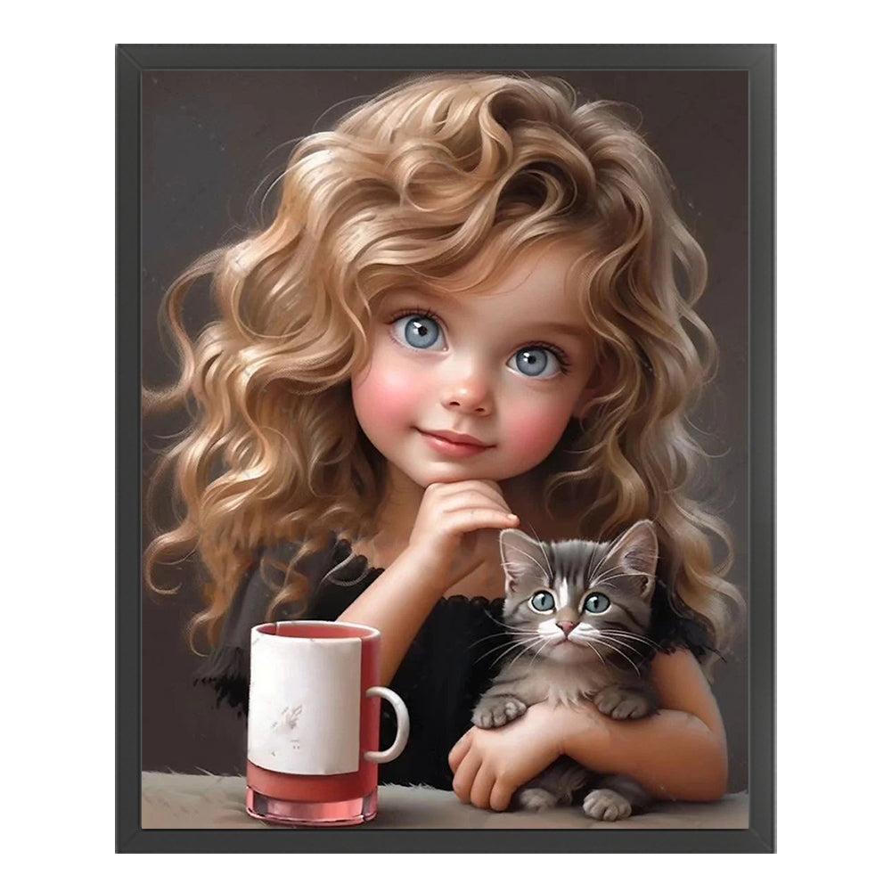 Curly Hair Girl - 11CT Stamped Cross Stitch 40*50CM