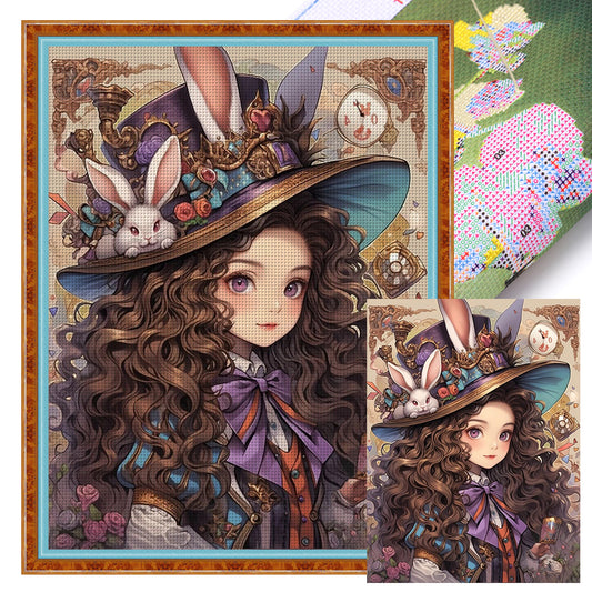 Mad Hatter Element Girl - 11CT Stamped Cross Stitch 50*65CM