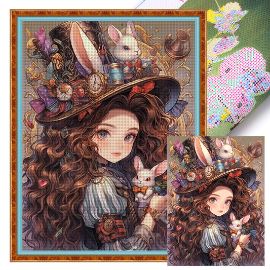 Mad Hatter Element Girl - 11CT Stamped Cross Stitch 50*65CM