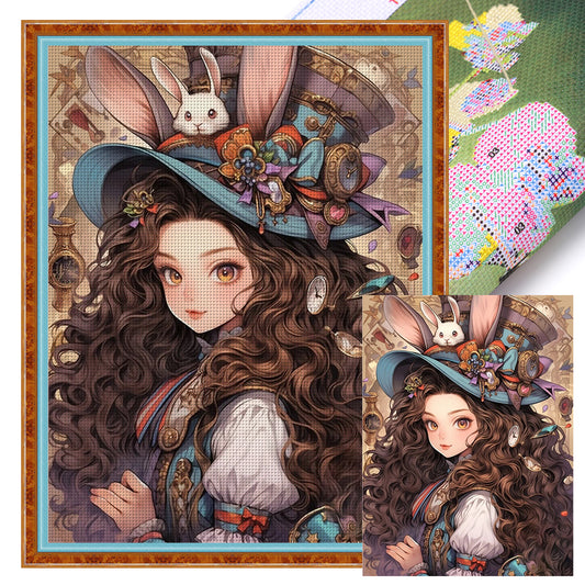 Mad Hatter Element Girl - 11CT Stamped Cross Stitch 50*65CM