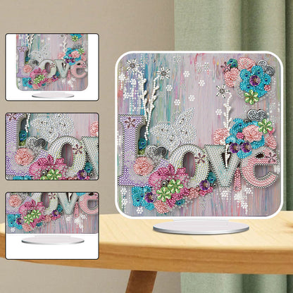 DIY Diamond Painting Desktop Ornaments Kit for Home Office Desktop Decor (LOVE)