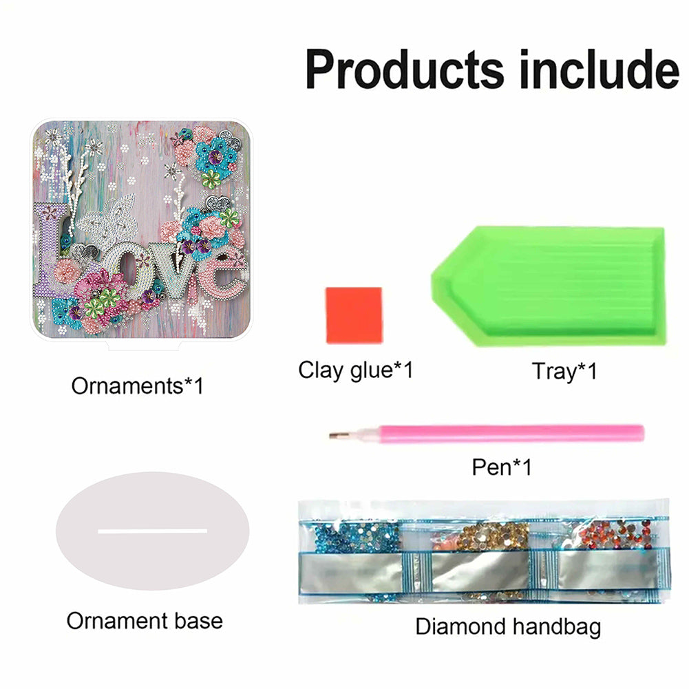 DIY Diamond Painting Desktop Ornaments Kit for Home Office Desktop Decor (LOVE)