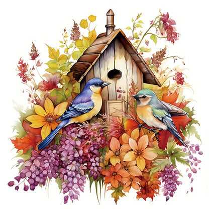 Autumn Birdcage And Birds - 11CT Stamped Cross Stitch 50*50CM