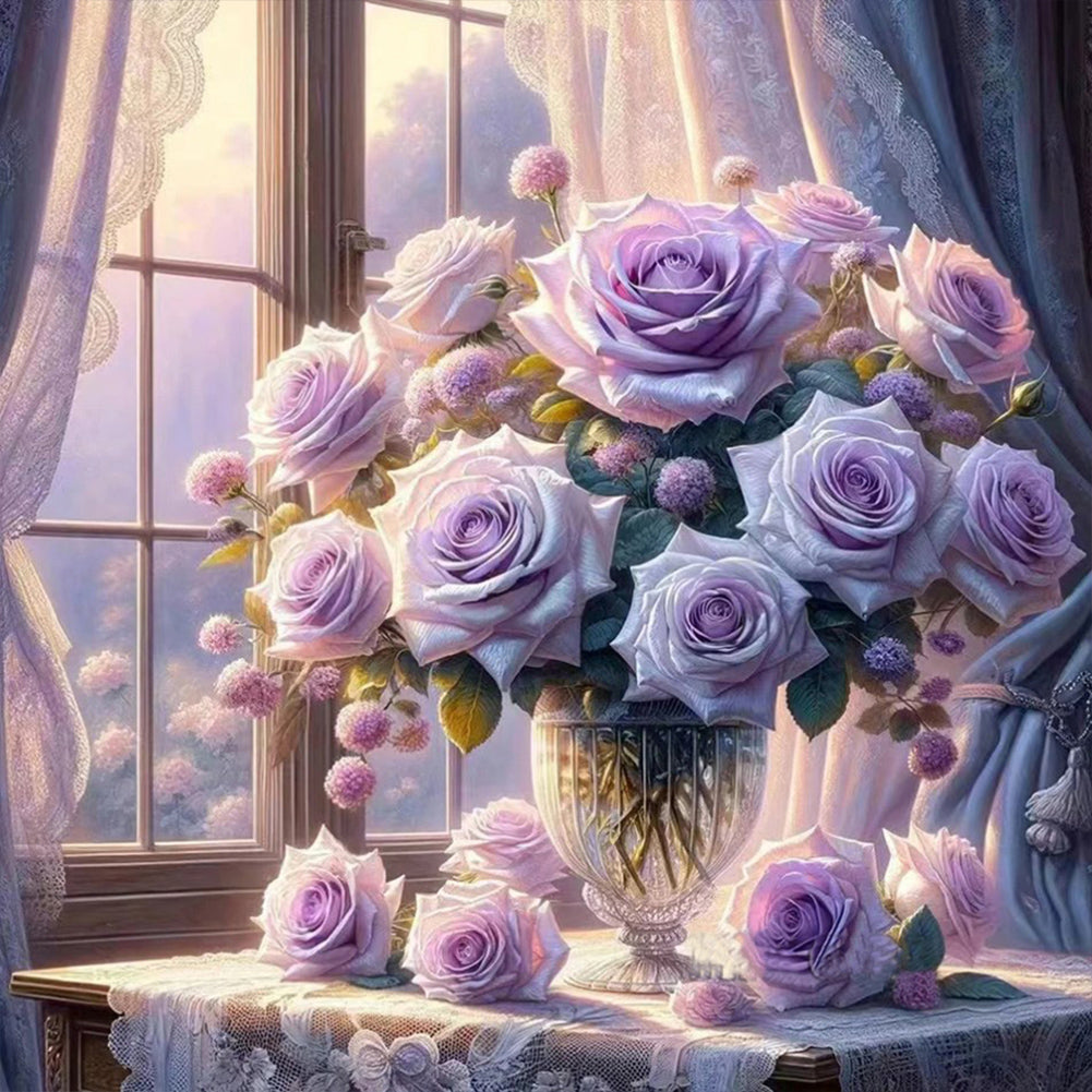 Window Vase - Full Round Drill Diamond Painting 30*30CM