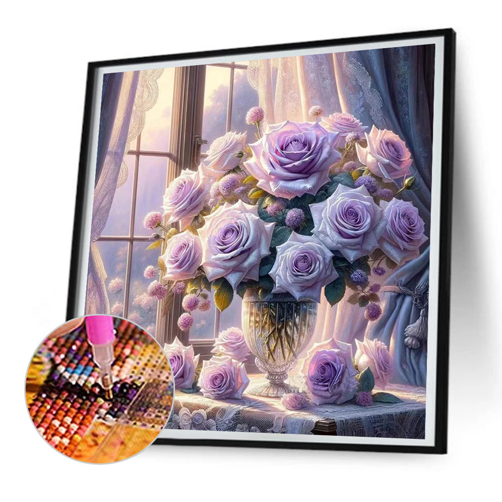 Window Vase - Full Round Drill Diamond Painting 30*30CM
