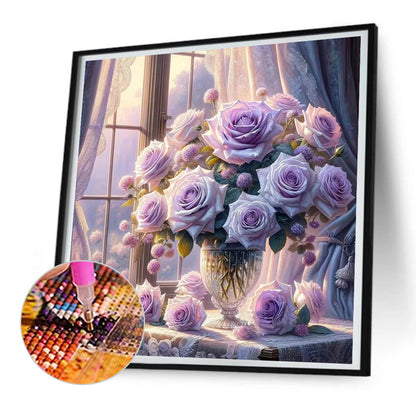 Window Vase - Full Round Drill Diamond Painting 30*30CM