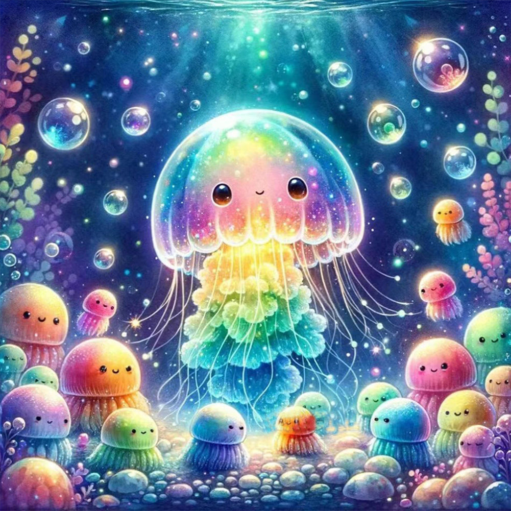 Rainbow Bubble Jellyfish - Full Round Drill Diamond Painting 30*30CM