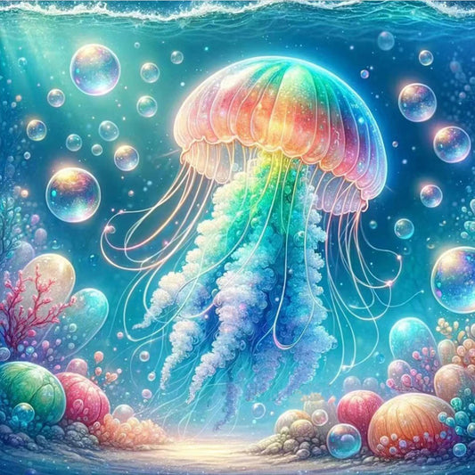 Rainbow Bubble Jellyfish - Full Round Drill Diamond Painting 30*30CM