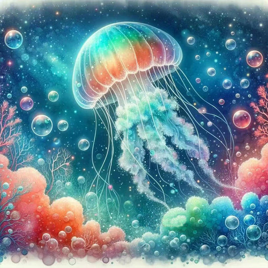 Rainbow Bubble Jellyfish - Full Round Drill Diamond Painting 30*30CM