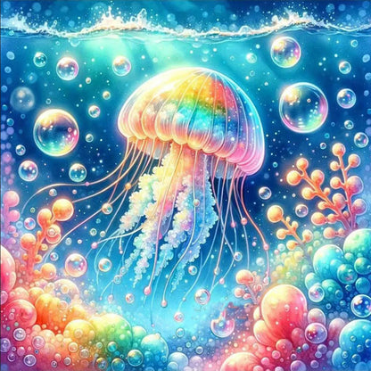 Rainbow Bubble Jellyfish - Full Round Drill Diamond Painting 30*30CM