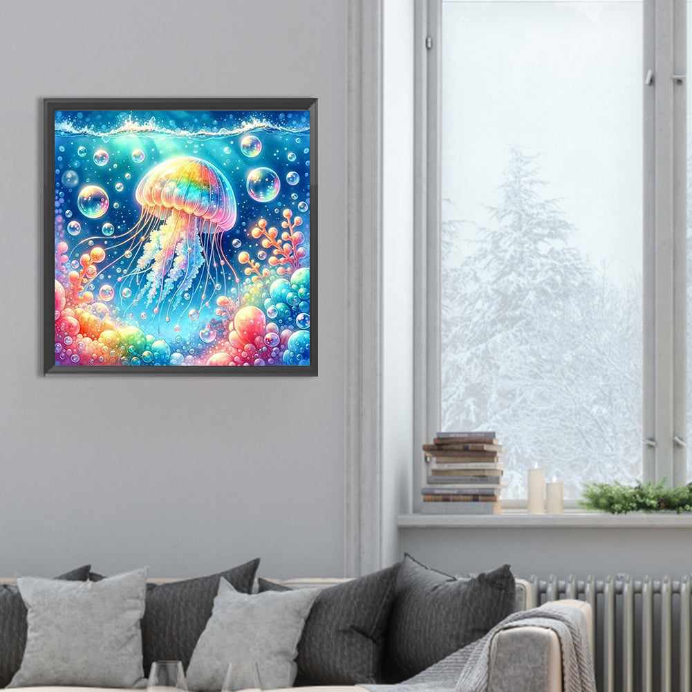 Rainbow Bubble Jellyfish - Full Round Drill Diamond Painting 30*30CM