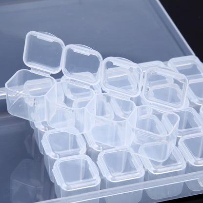 Plastic 28 Slots Clear Nail Tools Jewelry Storage Box Case Organizer Beads