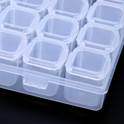 Plastic 28 Slots Clear Nail Tools Jewelry Storage Box Case Organizer Beads