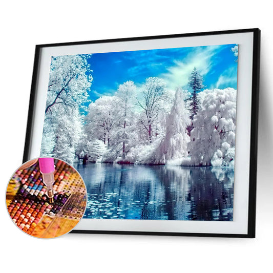 Snow Lake - Full Round Drill Diamond Painting 40*30CM